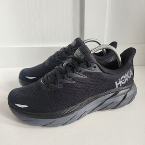 Hoka One Clifton 8 Men's All Black Athletic Running Shoes Sneakers Size 8 D